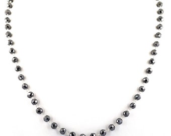 AAA Quality Derek Jeter 6mm Black Diamond Faceted Beads Necklace, Gift For Husband, Gift for Son, Graduation Gift, Partner Gift