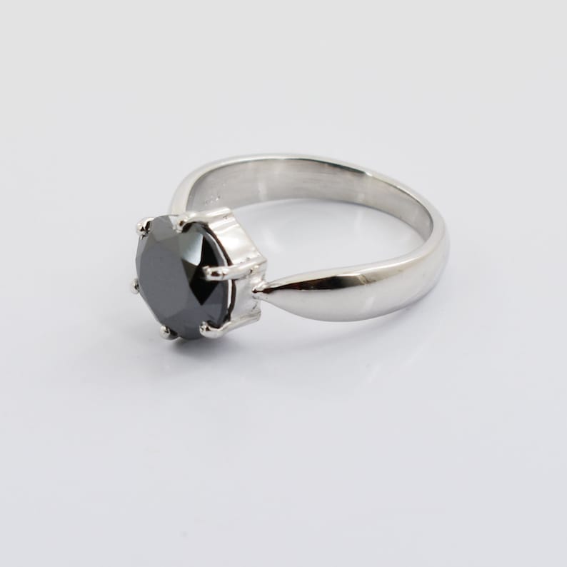 Promise Ring,Wedding Ring,Engagement Ring Certified Earthmined Round Brilliant Cut Black Diamond Solitaire Ring 2ct,3ct,4ct,5ct