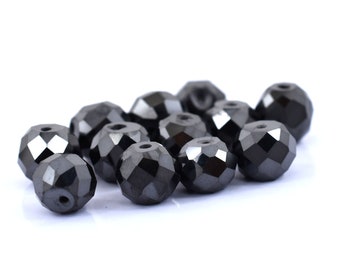 Lots of 12 Pcs Certified Black Diamond Bead For Jewelry Making AAA- 4mm-6mm,Earth Mined, AAA Quality, Buy 2 Get 1 Free