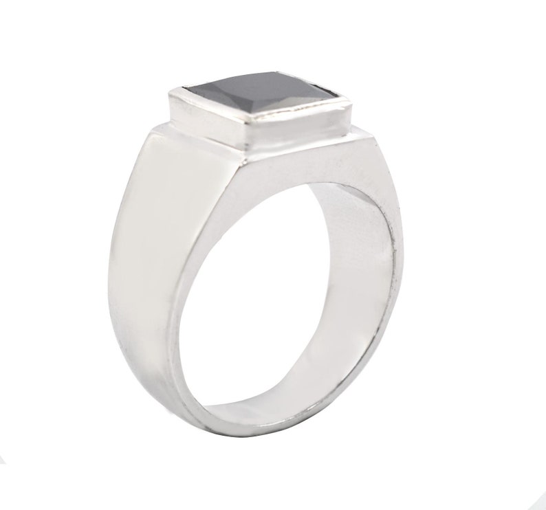 4.60 Cts Princess Cut Black Diamond Unisex Ring in 925 Silver Ideal GIft For Husband,Wife White Gold,AAA.Certified Earthmined Diamond
