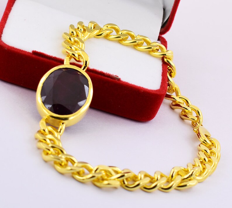 12 Ct Certified Ruby Stone Men Bracelet in Ashtadhatu Metal Etsy