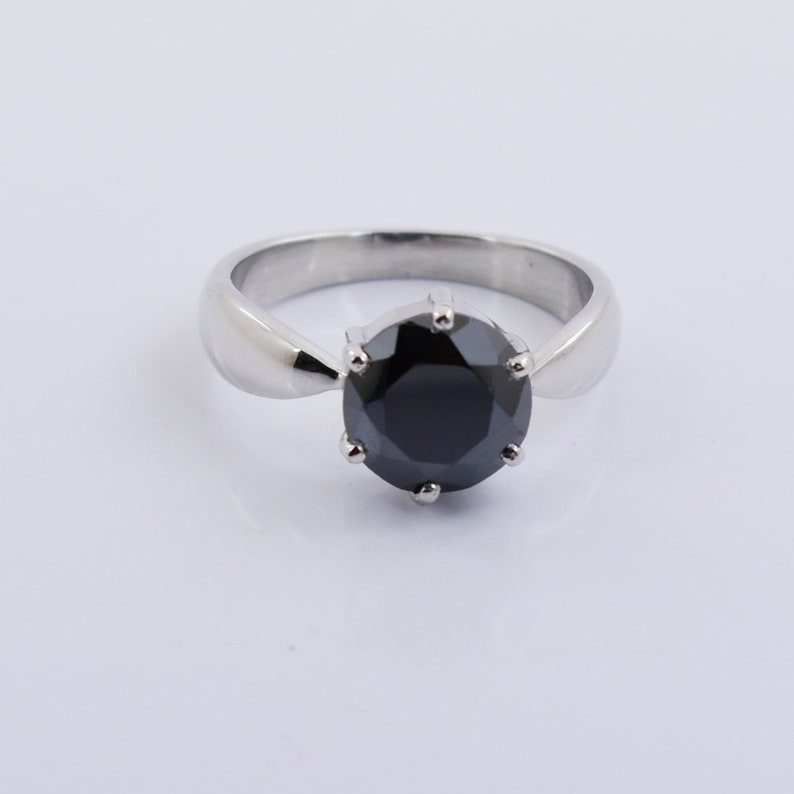 Promise Ring,Wedding Ring,Engagement Ring Certified Earthmined Round Brilliant Cut Black Diamond Solitaire Ring 2ct,3ct,4ct,5ct