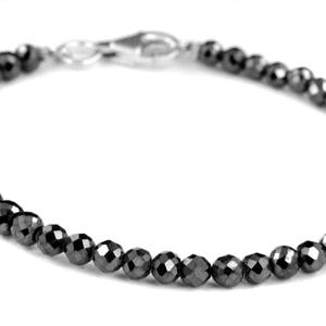 5mm Certified Black Diamond Round Faceted Beads Bracelet, Excellent Cut and Luster, Earth mined Diamonds