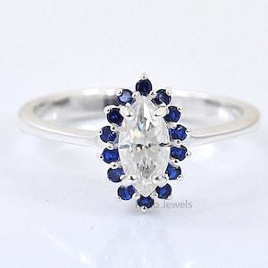 Stunning Marquise Cut Lab Created White Diamond Ring, Promise Ring, Engagement Ring, Wedding Gift, Birthday Gift , Gift For Love