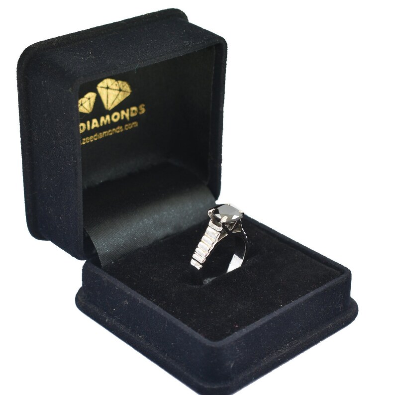Very Elegant and Delicate Design,Birthday Gift Anniversary Gift,Promise Ring 2ct Cushion Shape Black Diamond Solitaire Ring