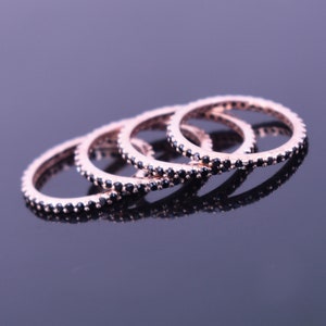 2 mm Black Diamond Stackable Band Rings , Ideal Gift for Birthday, Wedding, Anniversary Gift, Christmas gift !