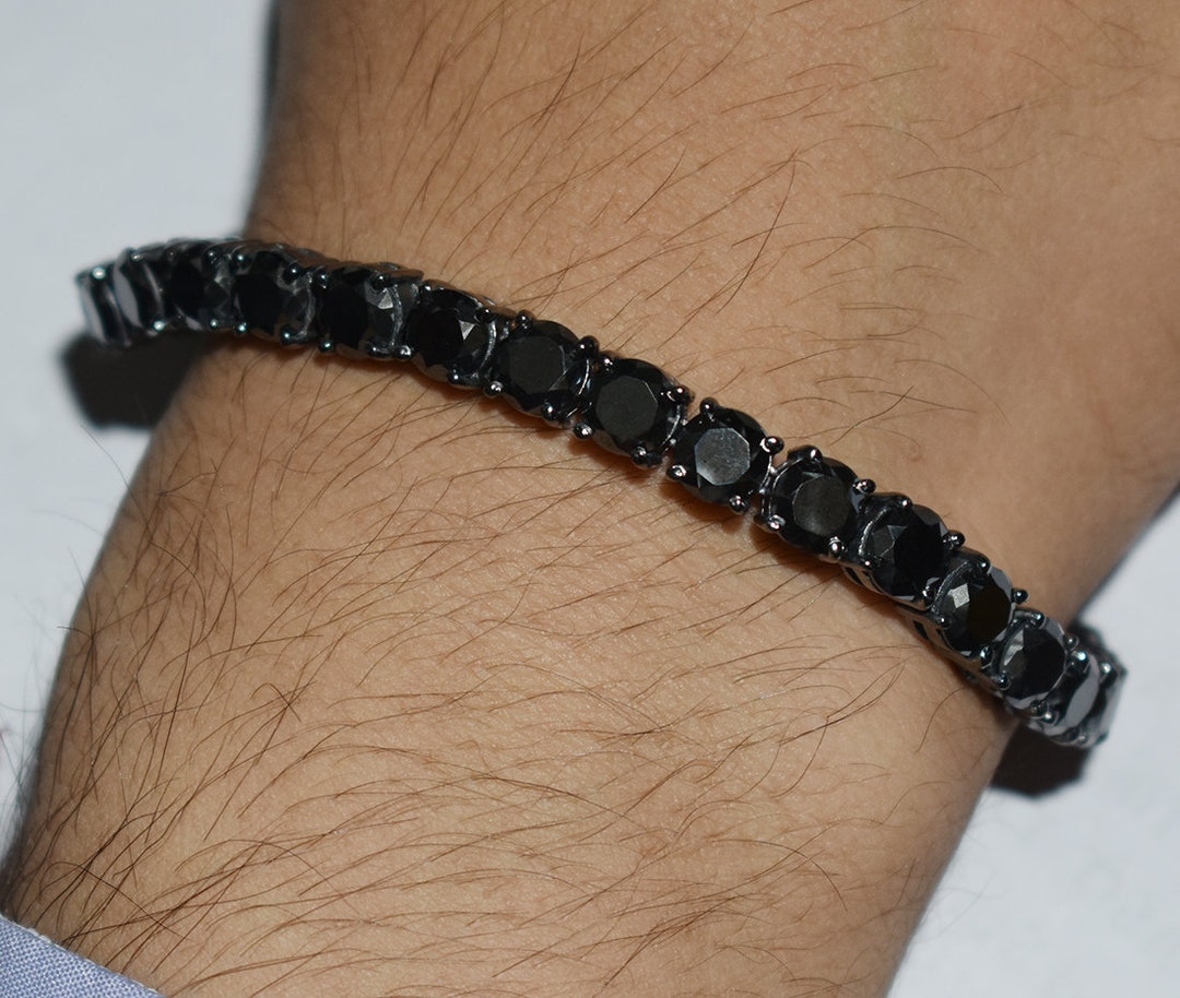 thumbnail image 2 of Certified Natural Black Diamond Bracelet - 5mm Beads, 6 Inches, Sterling Silver (925) - IGL&S Certified, Earth Mined, AAA Quality 2 of 6