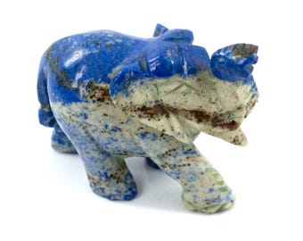 手彫りのソーダライト象 79グラム、置物、美しく手彫りされたソーダ