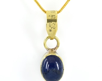 8Ct Tanzanite Pendant, Oval Cabochon, Panchdhatu with Gold Plating, Shani Dosh Remedy with Mantra "Om Shanicharaya Namah"gift for loved ones