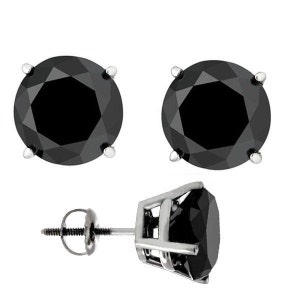 AAA Quality 1ct,2ct,3ct,4ct Black Diamond Solitaire Studs in four Prong Setting,Birthday Gift,wedding Gift,Anniversary Gift