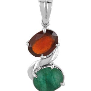 Garnet and Emerald Gemstone Pendant with Free Chain, Choose your combination of Gemstones, Can be Customized