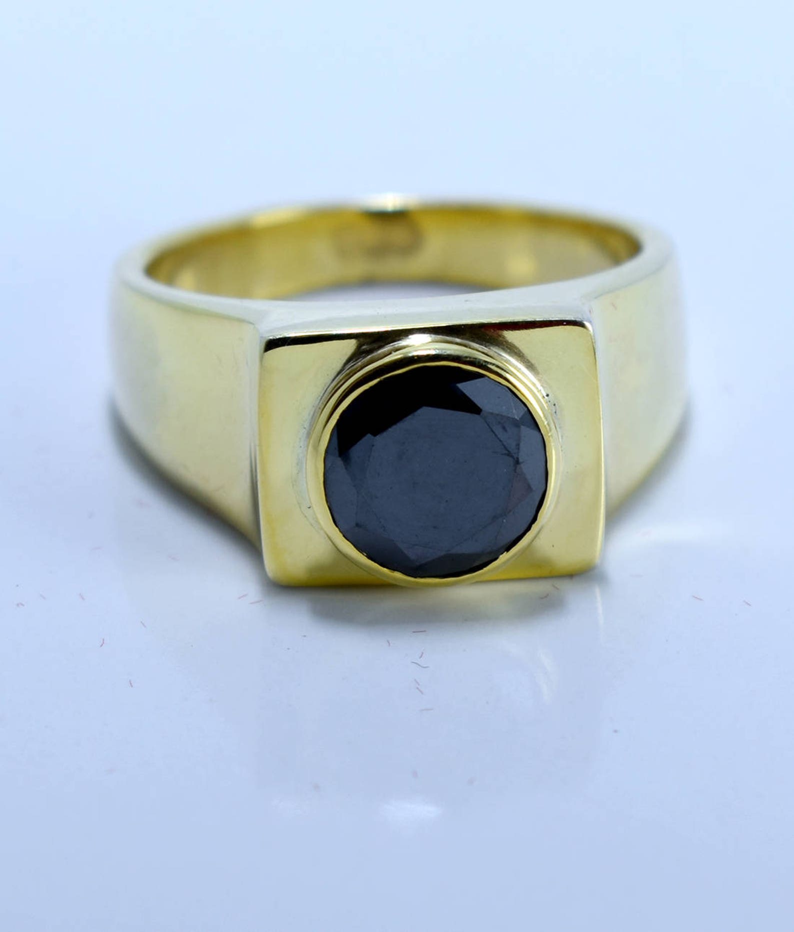 2 Cts Black Diamond Men's Ring in Gold Satin Finish Etsy