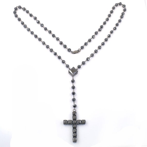 アクセサリー Vintage Black Rosary Necklace Vintage Rosary Necklace: Black Onyx Beads, 9k Gold Filled