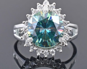 Amazing 3.95 Ct, Lab Created Blue Diamond Ring with Accents Promise Ring, Engagement Ring, Christmas Gift