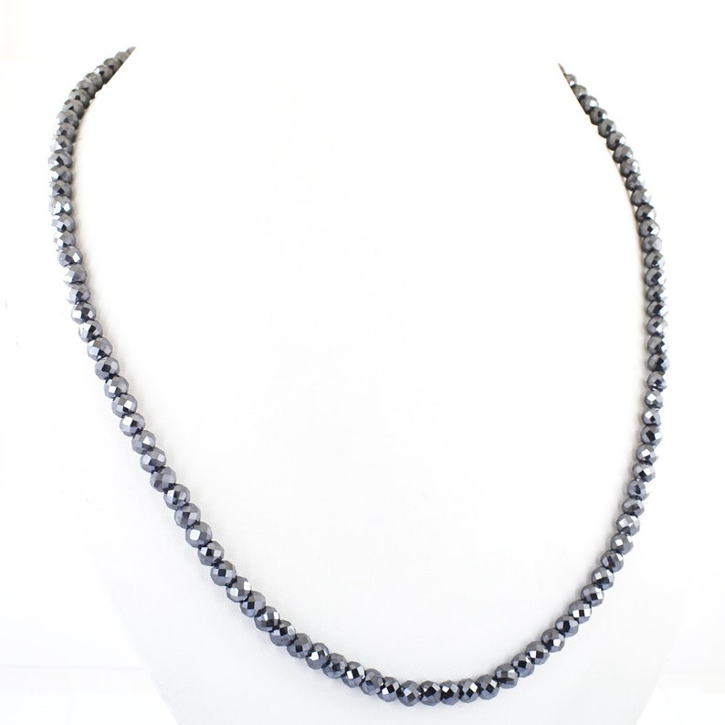Elegant 4mm Black Diamond Faceted Beads Necklace With Black Etsy