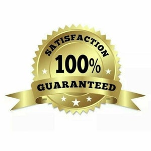 May include: A gold star-shaped seal with the text "Satisfaction Guaranteed" and "100%" in black.