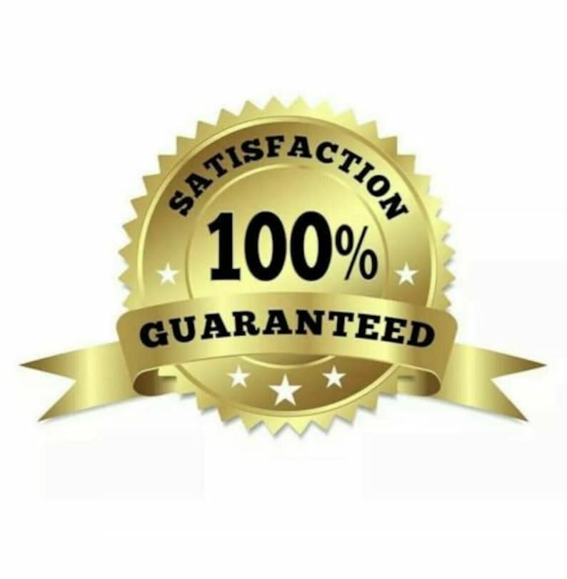 May include: A gold star-shaped seal with the text "Satisfaction Guaranteed" and "100%" in black.