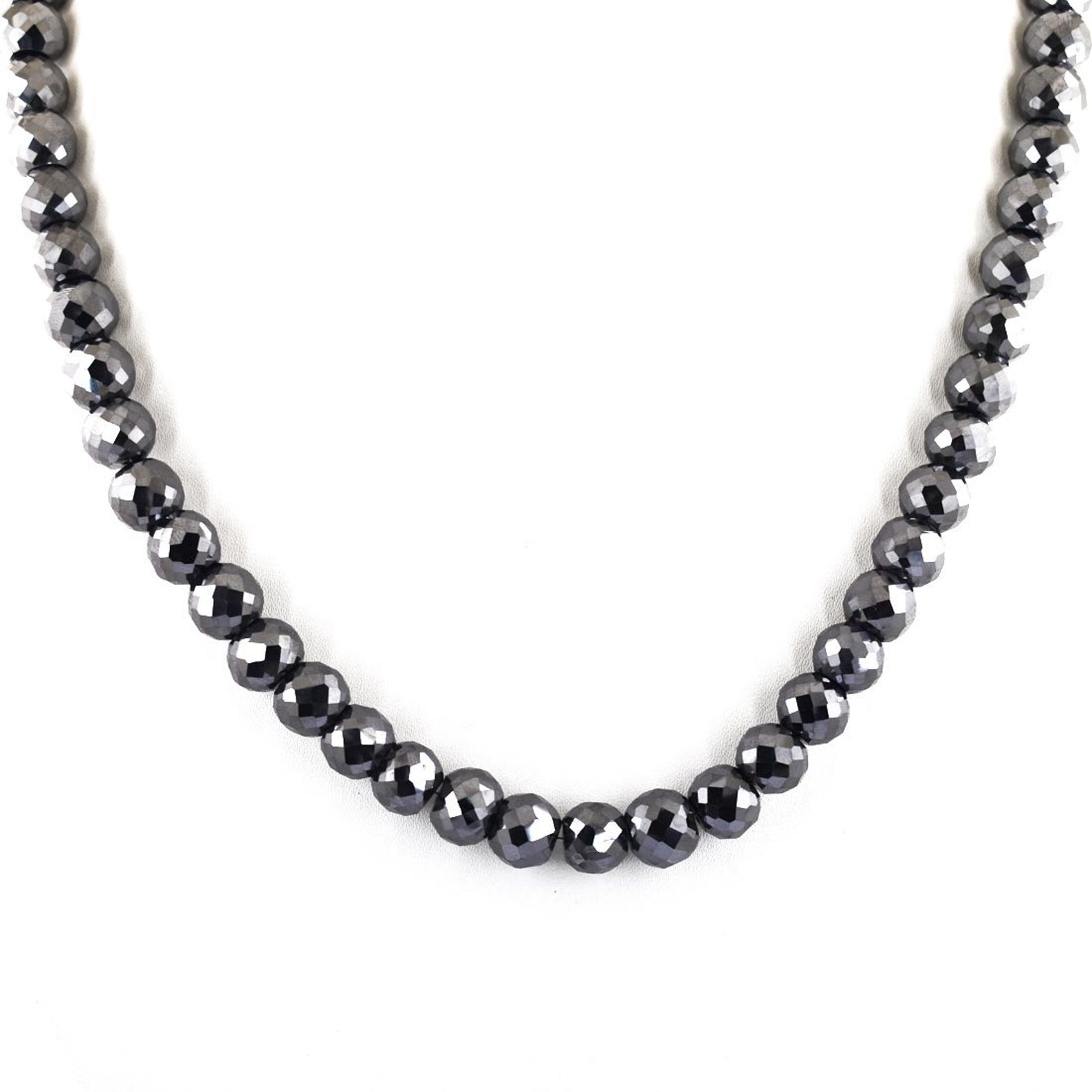 8.5mm Black Diamond Faceted Beads Necklace With Customized Etsy