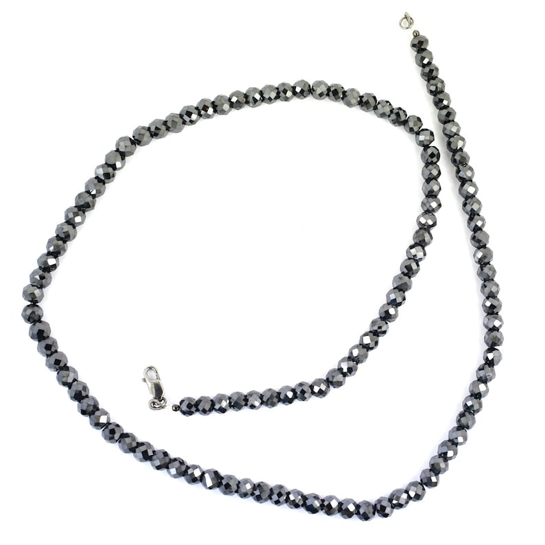 Elegant 4mm Black Diamond Faceted Beads Necklace With Black Etsy