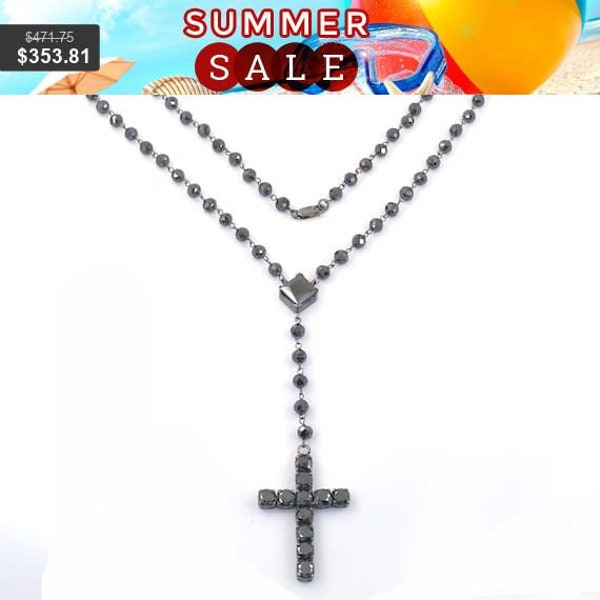 Black Cross Necklace Etsy