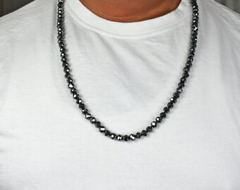 AAA Quality Black Diamond Beads Necklace in Knot