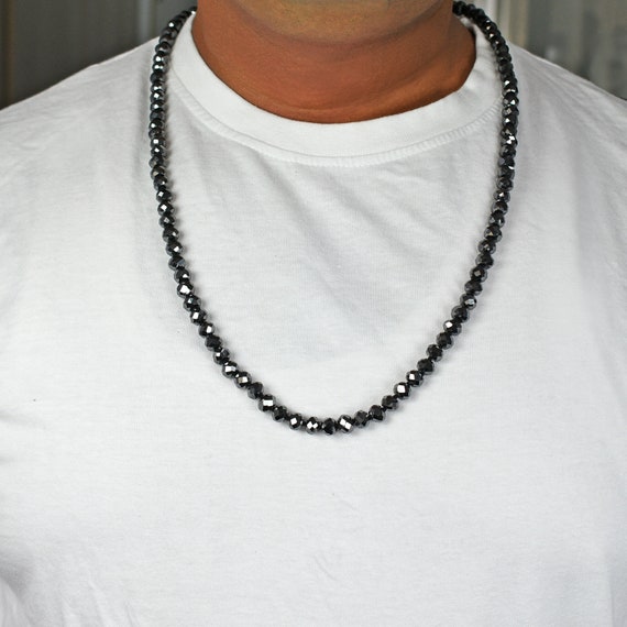 AAA Quality 5.2mm 5.5mm Black Diamond Beads Necklace in Knot Style, Unisex Necklace,celebrity Necklace - Etsy AAA Quality 5.2mm 5.5mm Black Diamond Beads Necklace in Knot Style, Unisex Necklace,celebrity Necklace - Etsy