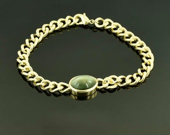 Armband met gecertificeerde kattenoogsteen van 10 karaat, geboortesteenarmband, herensieraden