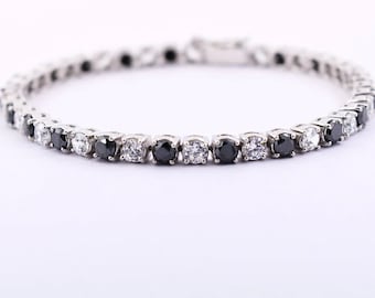 5mm Black Diamond Bracelet avec fermoir en or 18 carats, cadeau de Noël, cadeau pour partenaire, cadeau pour petit ami,