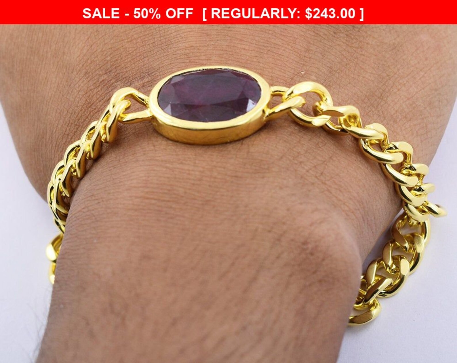 12 Ct Certified Ruby Stone Men Bracelet in Ashtadhatu Metal Etsy