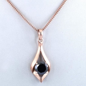 2.00 Ct Black Diamond Solitaire Pendant in Rose Gold, Simply Gorgeous one Of Its Kind !Gift for Daughter, Girlfriend !