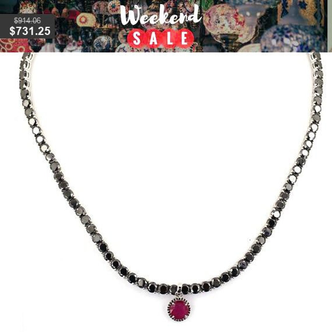 Black diamond tennis necklace Clearance