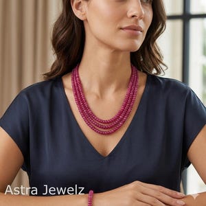 5 mm Perlen, drei Reihen, afrikanische Rubin-Edelstein-Halskette, exzellenter Schliff & Luster, ideal als Geschenk