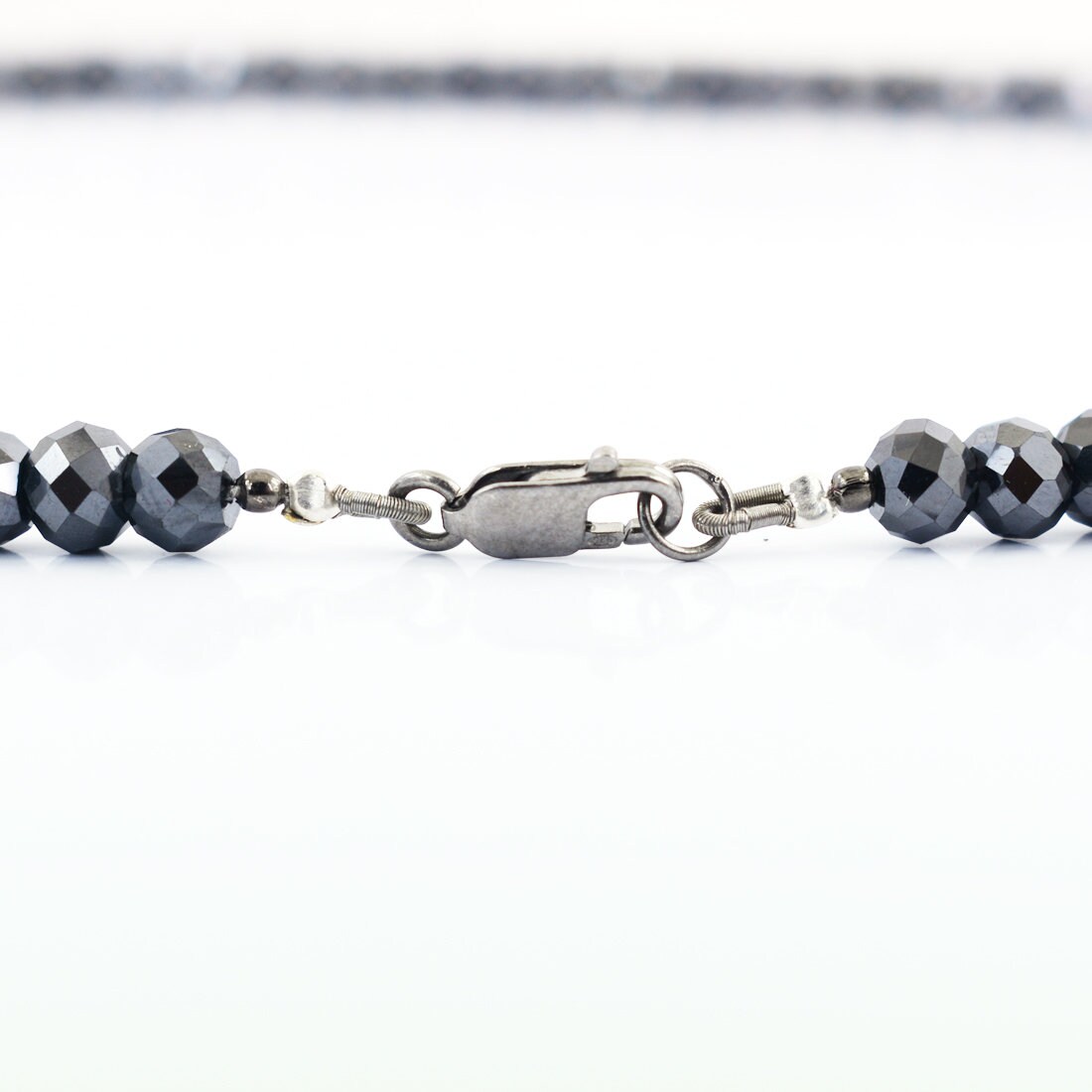 Mens black clearance diamond bead necklace
