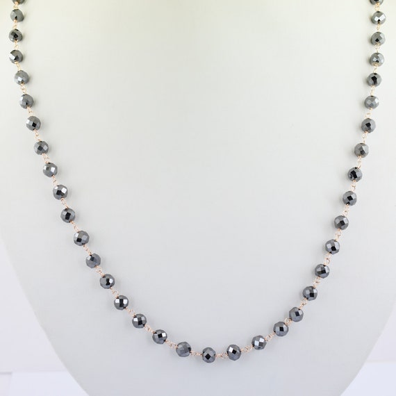 3mm4mm Black Diamond Faceted Beads Necklace With Customized Etsy