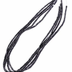 3mm Faceted Black Diamond Beads -Length 6 inches -36 inches.Earth Mined-AAA.Excellent Cut.