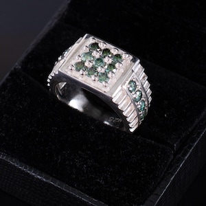 Designer  1.70Ct Certified Gorgeous Blue Diamond Band Ring, Men&#39;s Style , Gift for Husband, Partner, Custom Size option