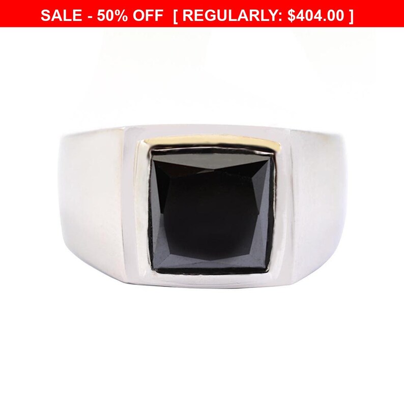4.60 Cts Princess Cut Black Diamond Unisex Ring in 925 Silver Ideal GIft For Husband,Wife White Gold,AAA.Certified Earthmined Diamond