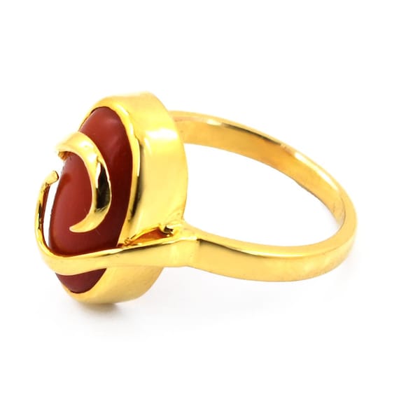 Designer Kareena Kapoor Natural Coral Gemstone Ring in Panchdhatu