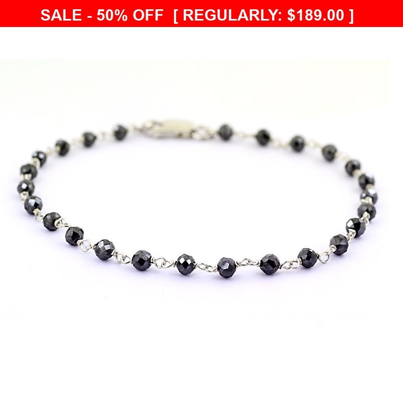 Unisex Bracelet Girlfriend,Partner Certified 4mm Black Diamond Faceted Beads Bracelet Fiancee Gift For Wife Friend,Birthday GIft