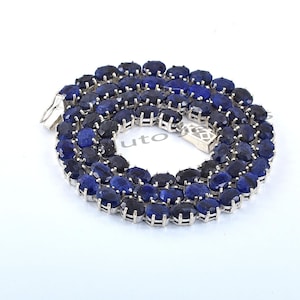 Blue Sapphire Gemstone Unisex Tennis Necklace, 925 Silver, Ideal Gift, Gemstone Jewelry, Birthstone Jewelry