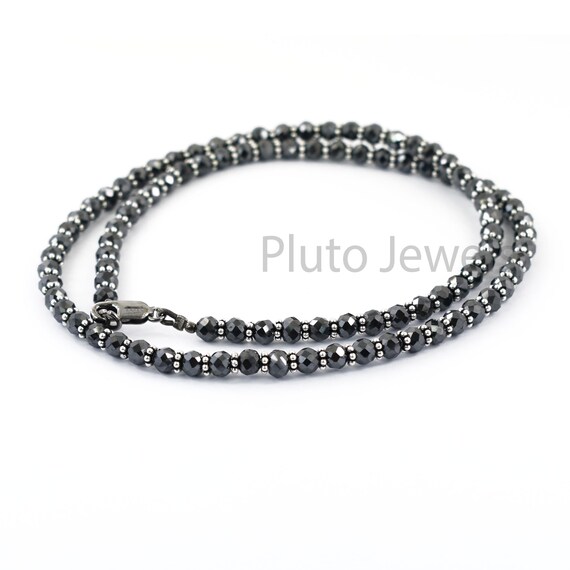 Buy 5mm Black Diamond Faceted Beads Necklace With Custom Length