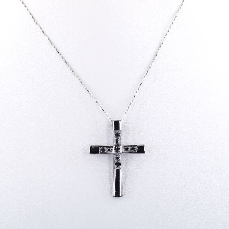 Birthday Gift-Free Chain Black Diamond Cross Pendant In Black Gold,Anniversary Gift,Gift for Wife