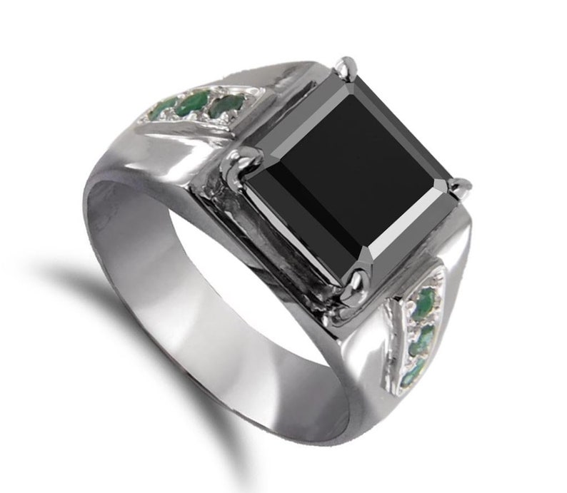 Friendship Band Elegant Certified Princess Cut Black Diamond Ring in Sterling Silver Gift For Him Birthday Gift Promise Ring