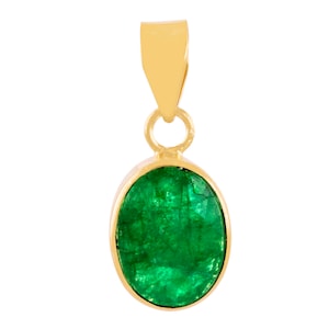 Certified Emerald Gemstone Pendant in Panchdhatu, Sterling Silver, Charm Pendants,Birthstone Pendant,Certified Birthstone Jewelry