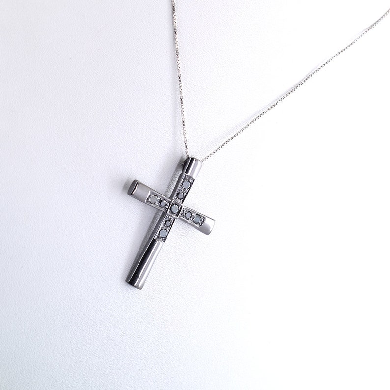 Birthday Gift-Free Chain Black Diamond Cross Pendant In Black Gold,Anniversary Gift,Gift for Wife