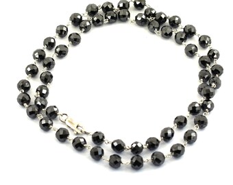 Details about   2 mm 20 inches Black Diamond Round Faceted Beads Necklace AAA Quality for Gift