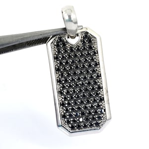 3.60Ct Certified Black Diamond Solitaire Dog Pendant ,Bar Pendant, Gift For Men, Partner, Grooms Gift ,Anniversary Gift