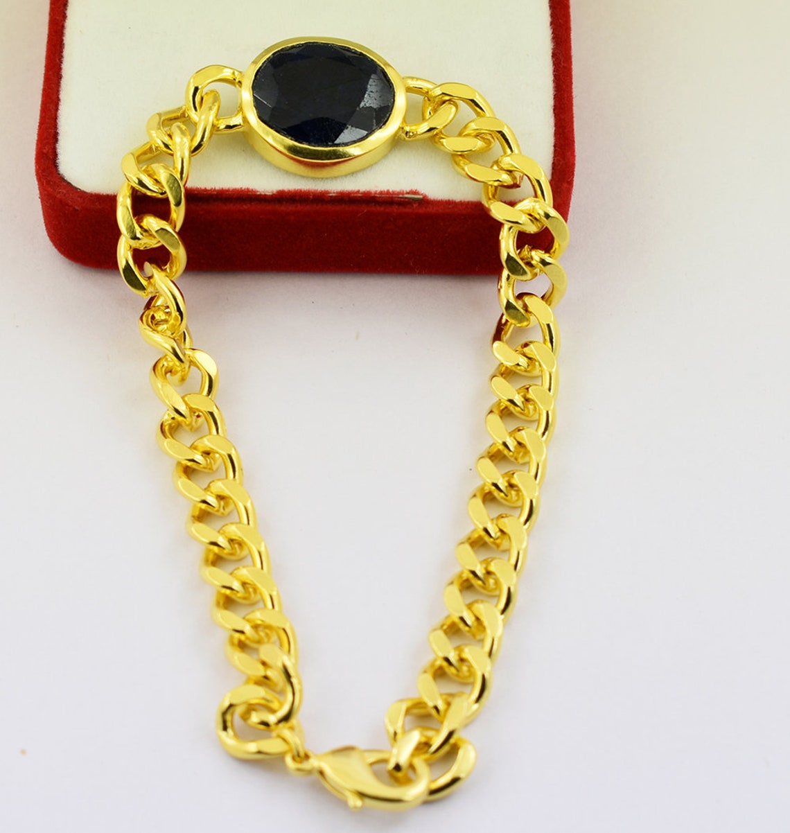 11 Ct Blue Sapphire Bracelet Men Braceletmen's Jewelry Etsy