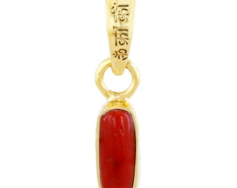 Certified Energized Italian Red Coral Gemstone Mantra Pendant -Free Gold Chain,4cts-8cts, Gemstone