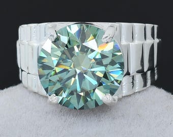 925 Sterling Silver Ring – 4.50 CT Lab Simulant Diamond & Emerald, Ladies